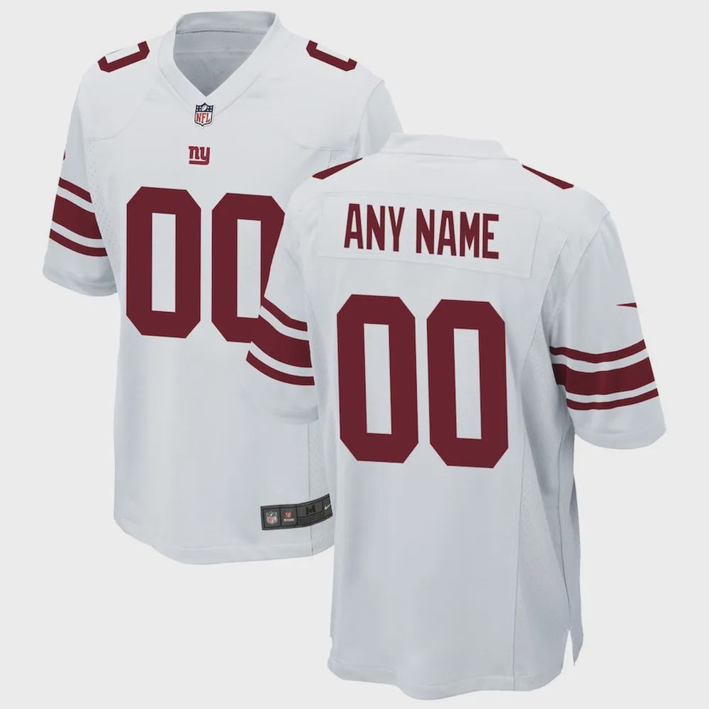 New York Giants Custom 00 Game Jersey – White