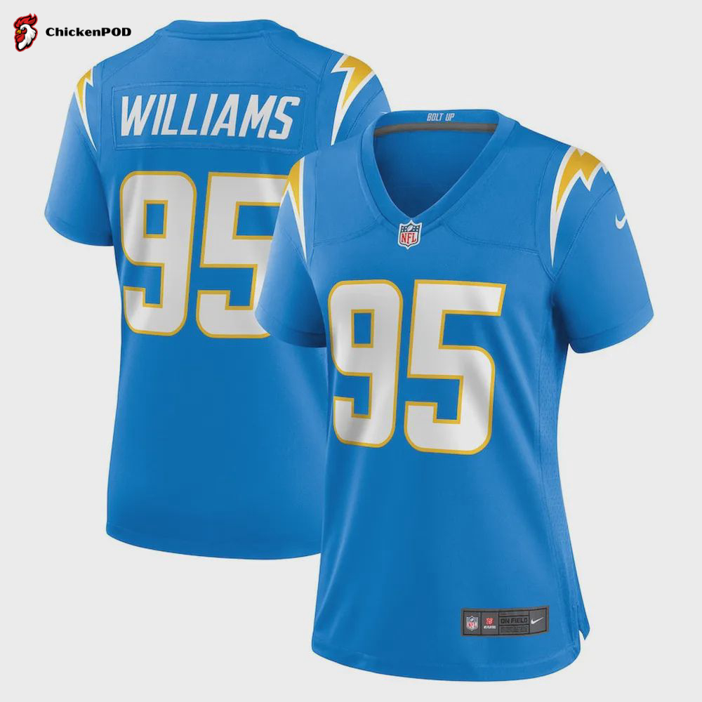 Nicholas Williams 95 Los Angeles Chargers Women Team Game Jersey – Powder Blue