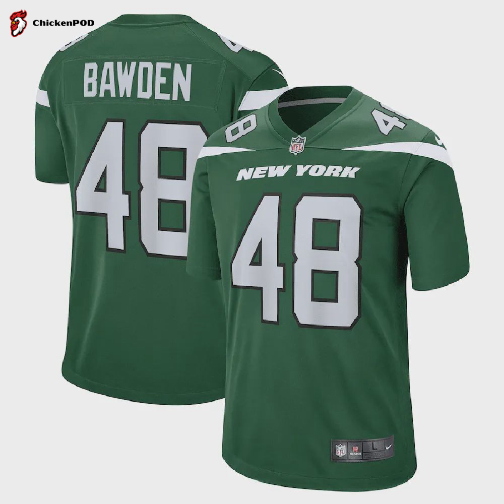 Nick Bawden New York Jets Game Player Jersey – Gotham Green