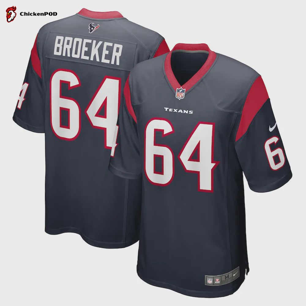 Nick Broeker 64 Houston Texans Men’s Team Game Jersey – Navy