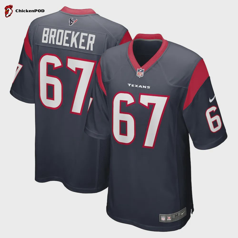 Nick Broeker 67 Houston Texans Men’s Team Game Jersey – Navy