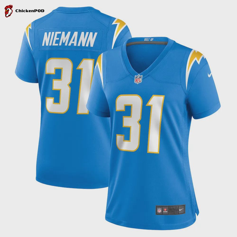 Nick Niemann 31 Los Angeles Chargers Women’s Game Player Jersey – Powder Blue