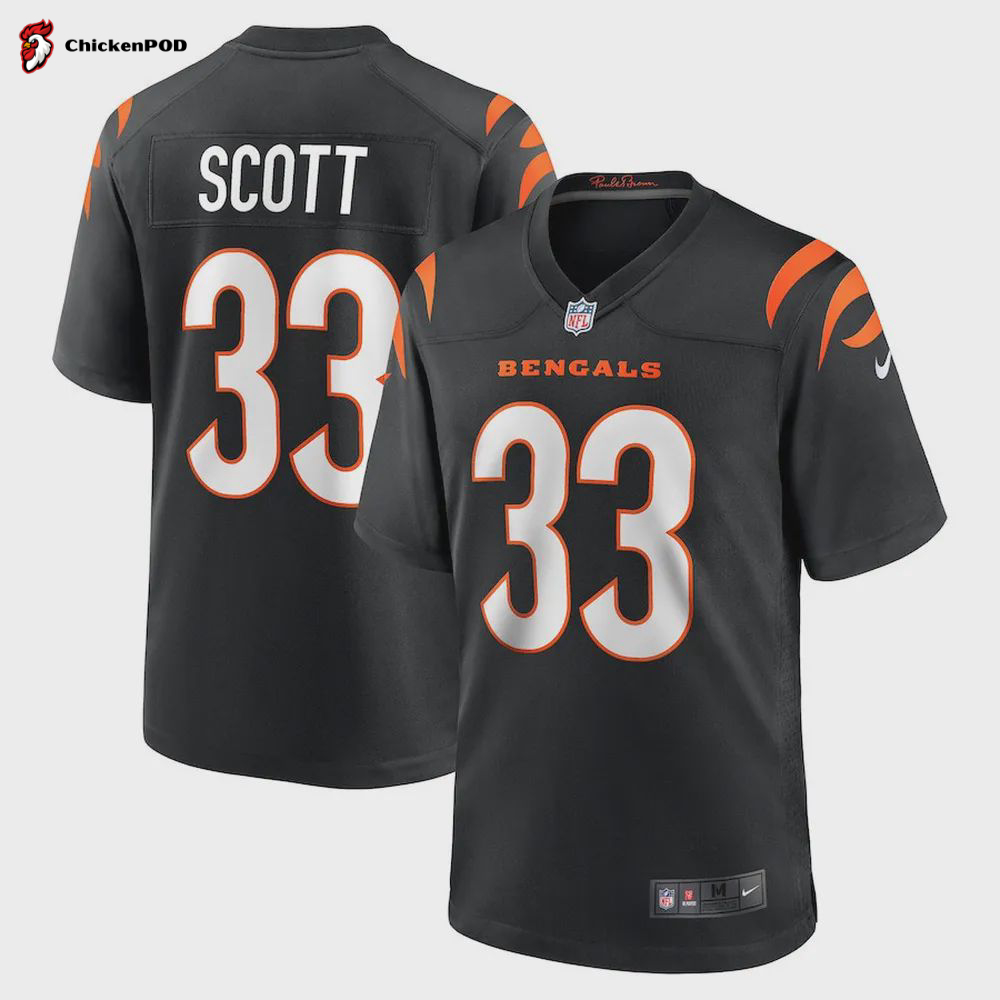 Nick Scott 33 Cincinnati Bengals Men’s Game Jersey – Black