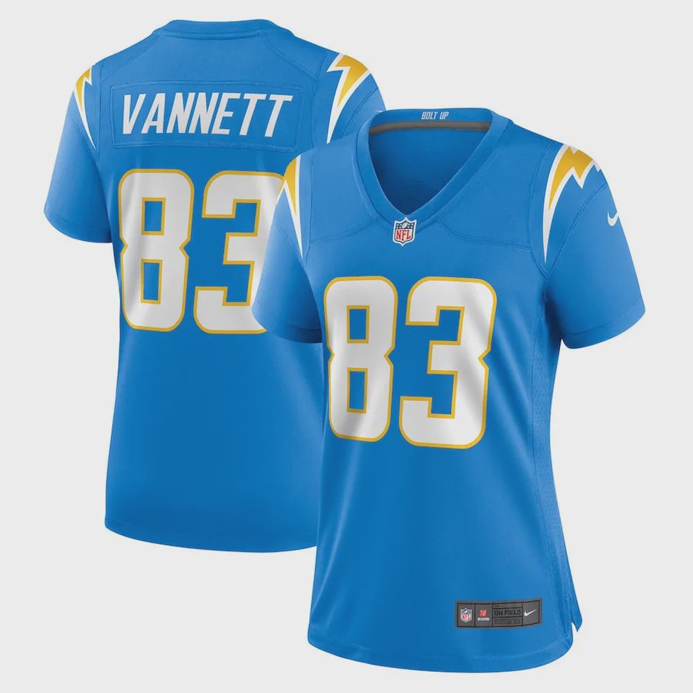 Nick Vannett 83 Los Angeles Chargers Women Team Game Jersey – Powder Blue