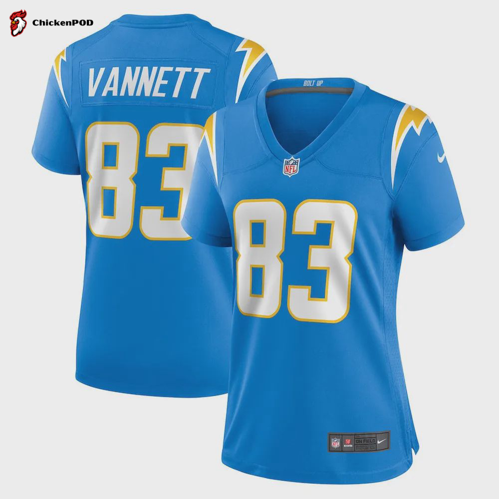 Nick Vannett 83 Los Angeles Chargers Women Team Game Jersey – Powder Blue