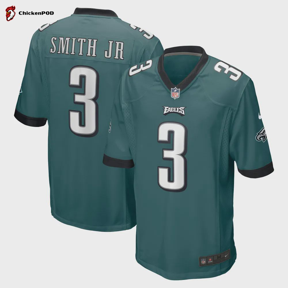 Nolan Smith Jr 3 Philadelphia Eagles 2023 NFL Draft Game Jersey – Midnight Green