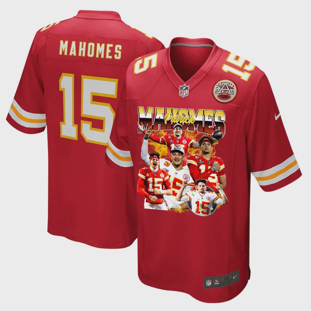 Patrick Mahomes 15 Kansas City Chiefs Arm of Gold Game Jersey – Men, Red