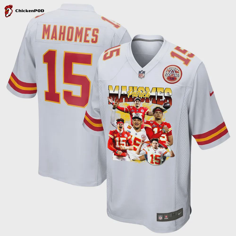 Patrick Mahomes 15 Kansas City Chiefs Arm of Gold Game Jersey – Men, White