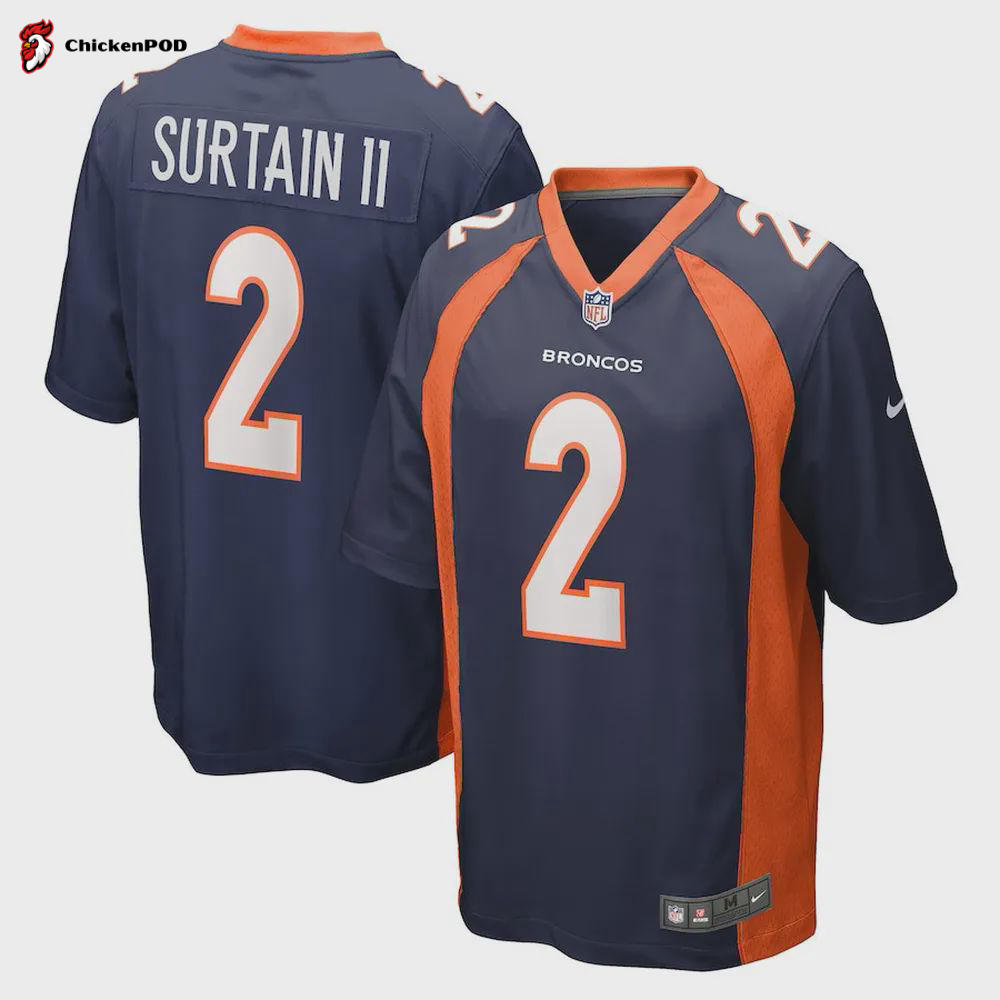 Patrick Surtain II 2 Denver Broncos Home Game Player Jersey – Navy