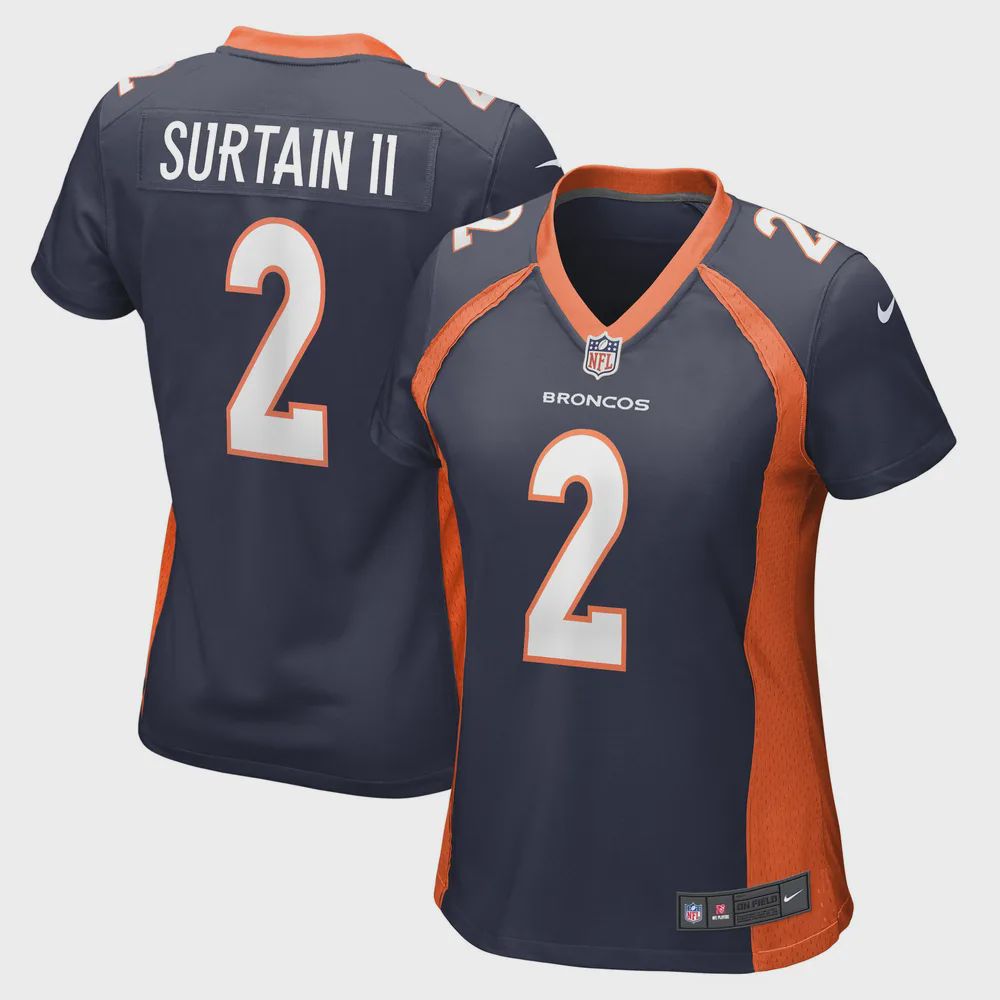 Patrick Surtain II 2 Denver Broncos Women’s Home Game Jersey – Navy