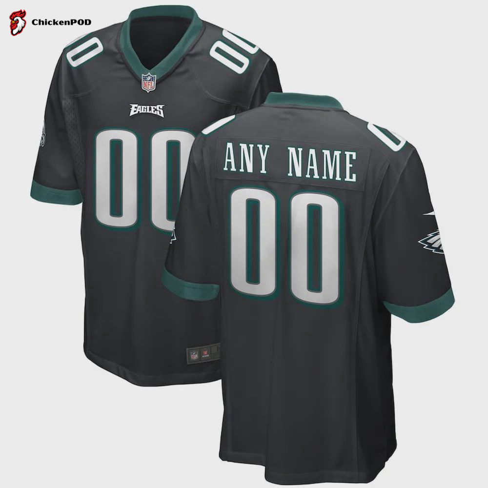 Philadelphia Eagles Custom 00 Game Jersey – Midnight Green