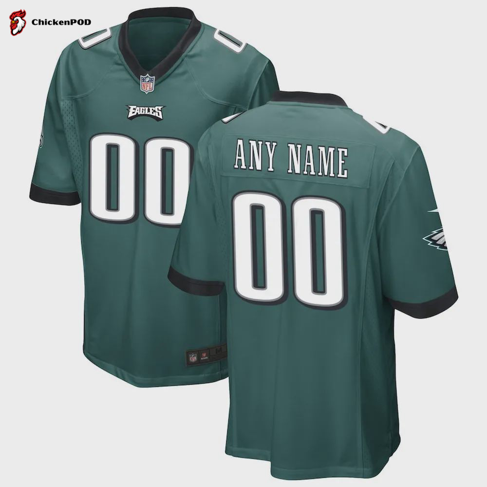 Philadelphia Eagles Custom 00 Game Jersey – Midnight Green