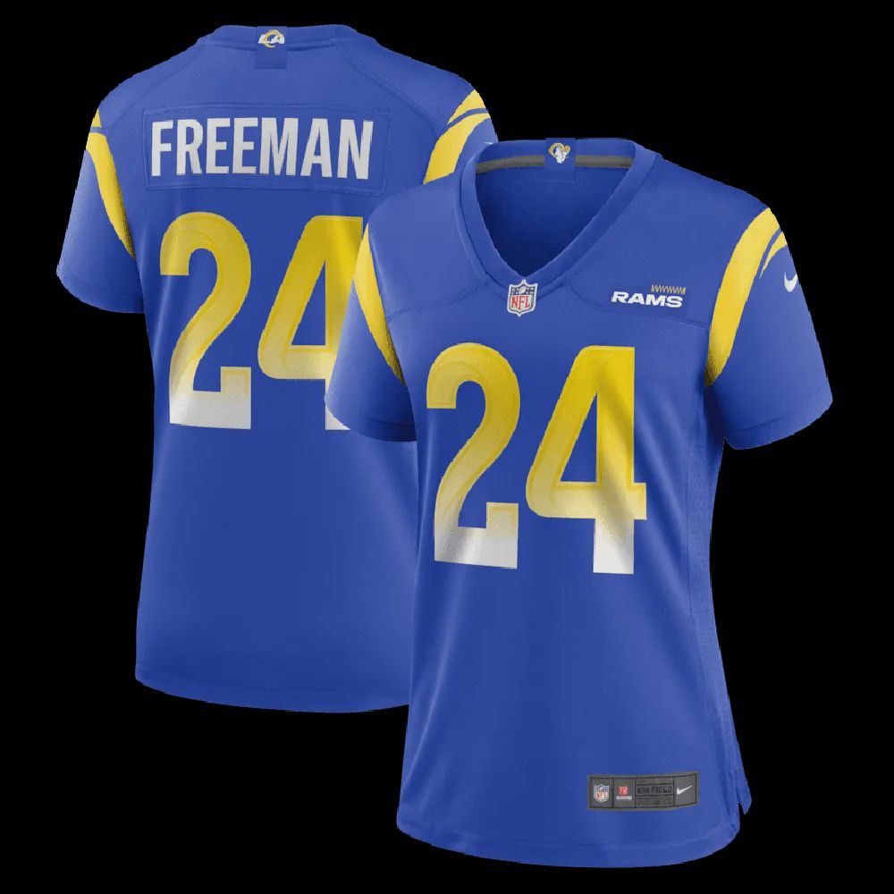 Royce Freeman 24 Los Angeles Rams Women’s Game Jersey – Royal