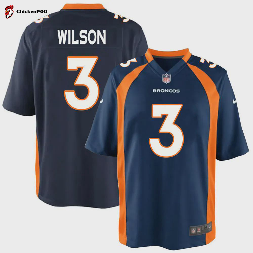 Russell Wilson 3 Denver Broncos Navy Game Jersey Jersey