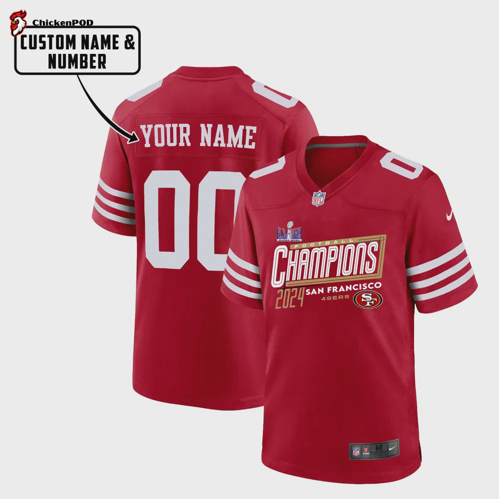 San Francisco 49ers Football LVIII Champions Game Jersey – Women, Red V24