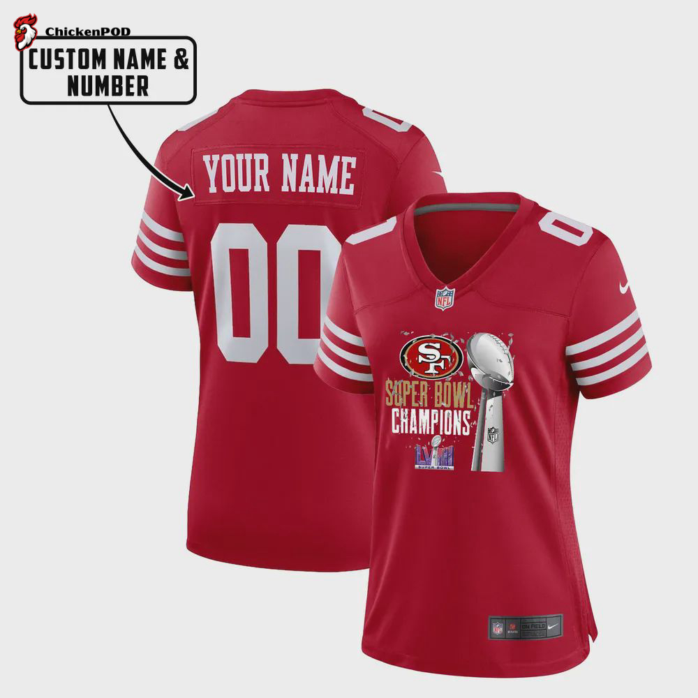 San Francisco 49ers LVIII Champions Waves Game Jersey – Men, Red V21