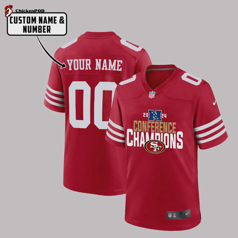 San Francisco 49ers NFC Champions 2024 Game Jersey – Women, Red V35