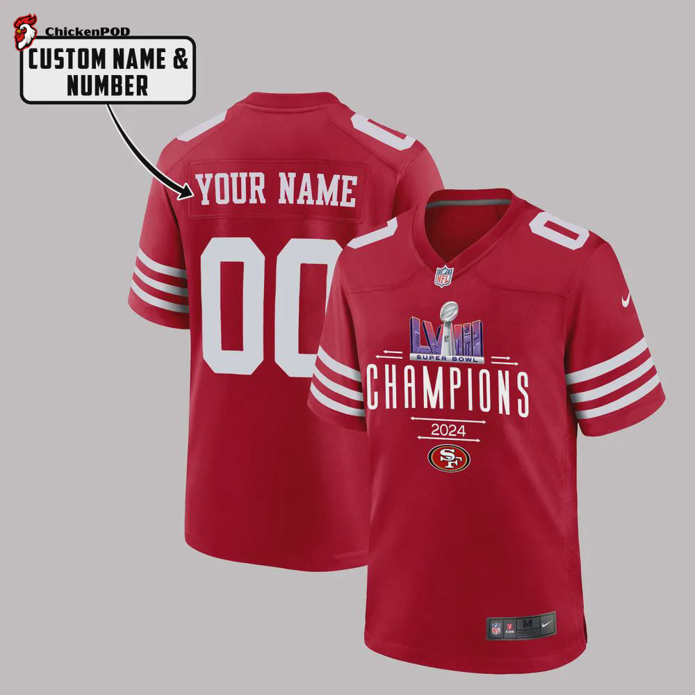 San Francisco 49ers Super Bowl LVIII Game Jersey – Men, Red V3