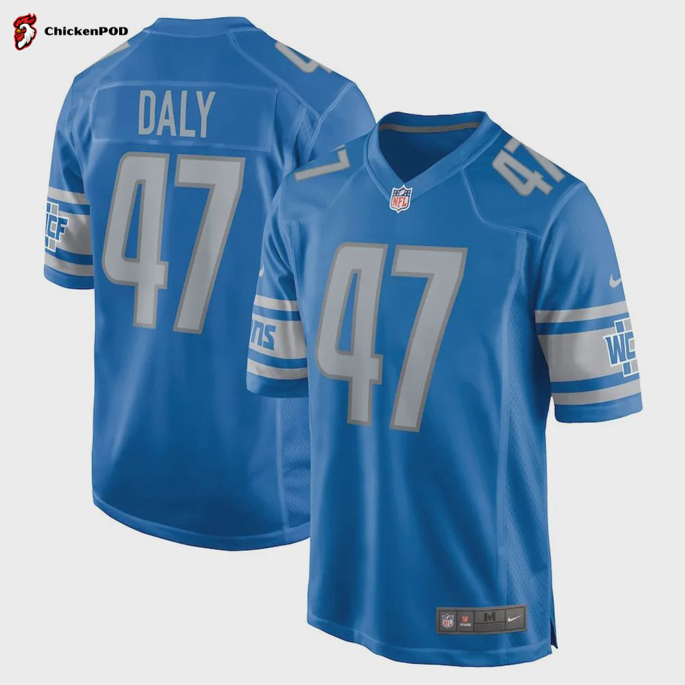 Scott Daly 47 Detroit Lions Men’s Game Jersey – Blue