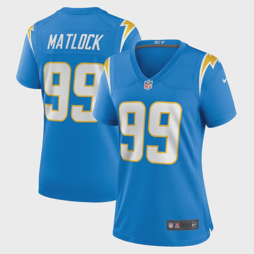 Scott Matlock 99 Los Angeles Chargers Women Game Jersey – Powder Blue