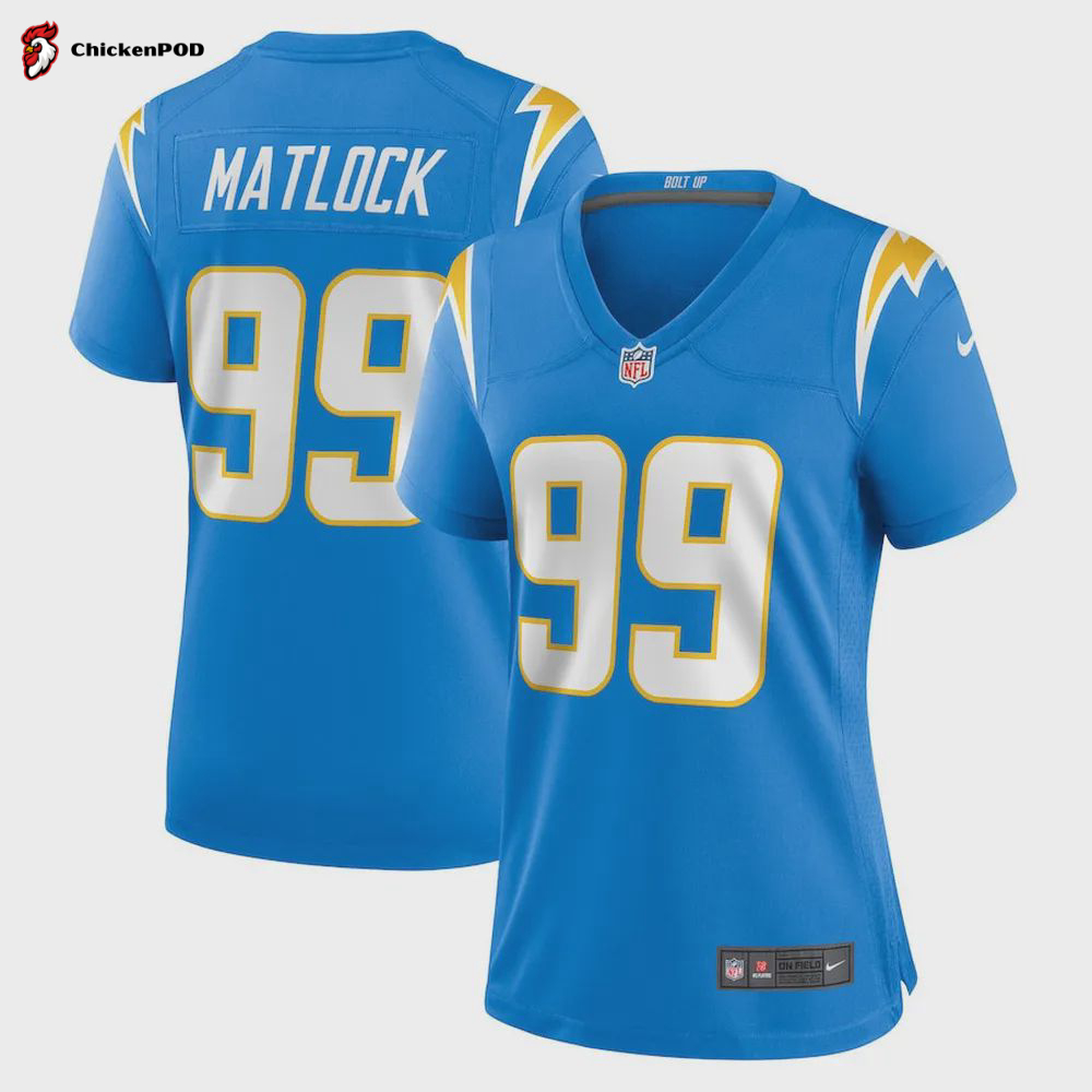 Scott Matlock 99 Los Angeles Chargers Women Game Jersey – Powder Blue