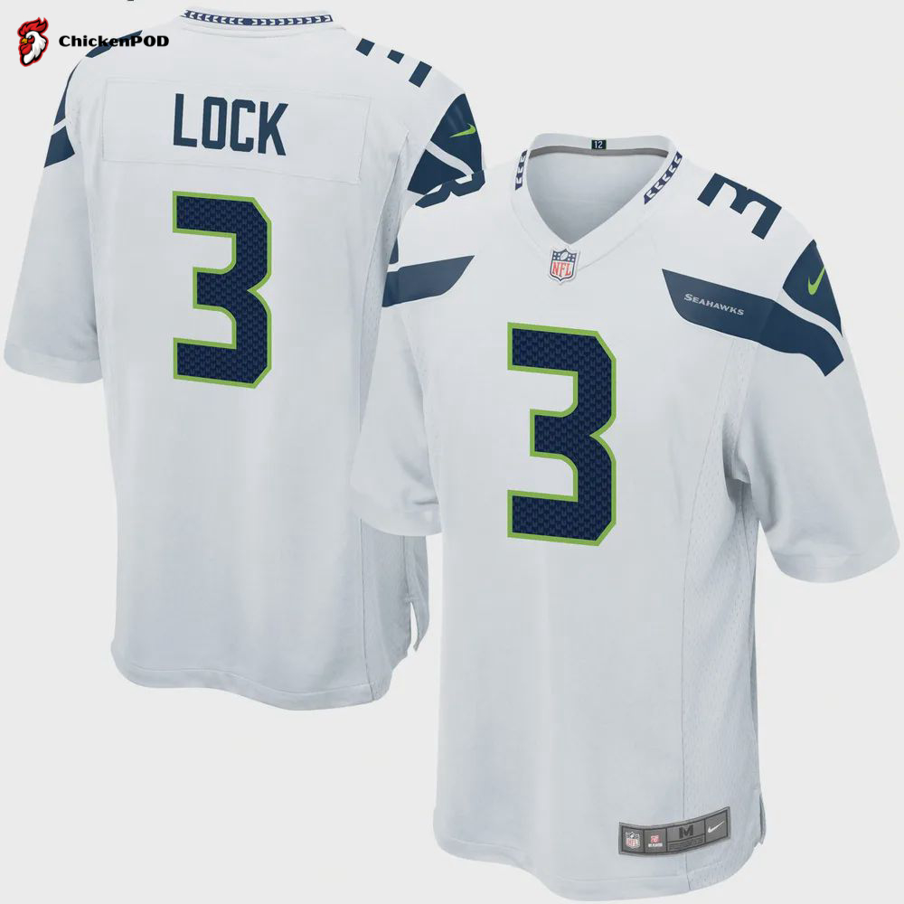 Seattle Seahawks Drew Lock 3 Alternate Game Jersey – Gray Jersey