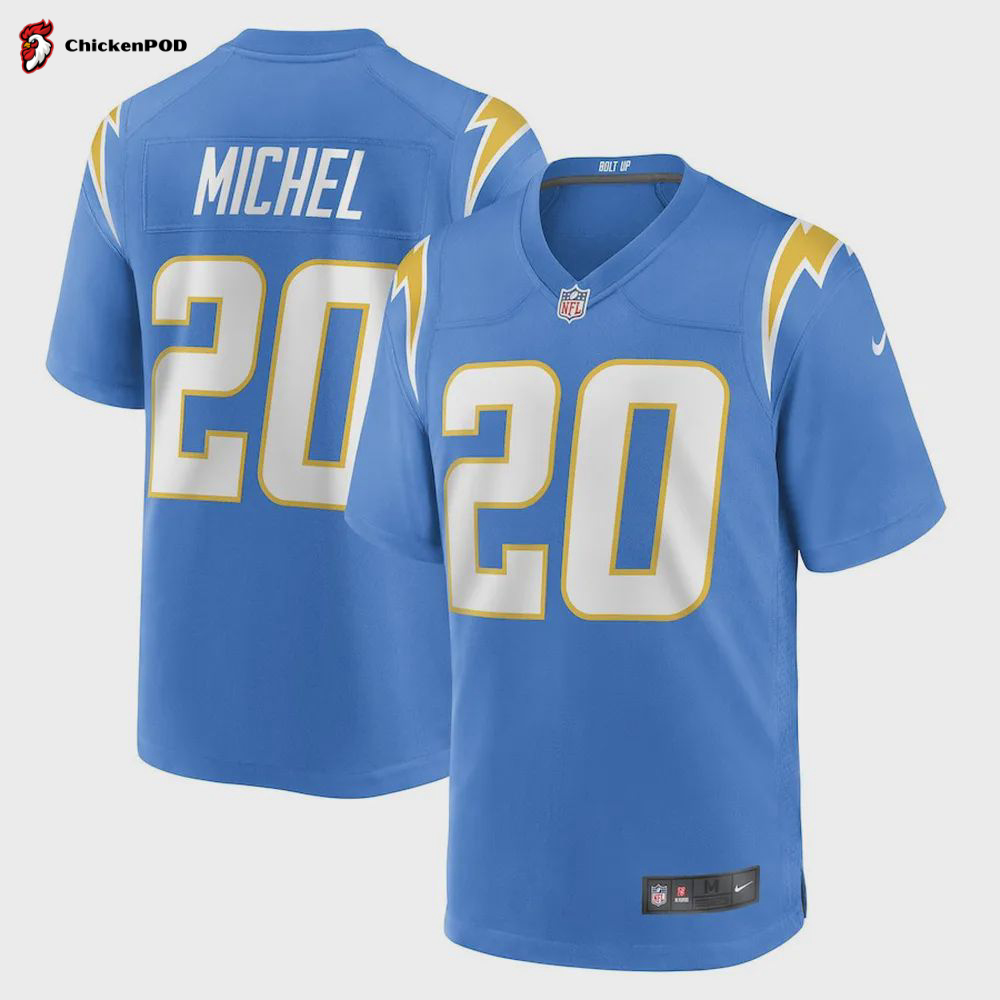 Sony Michel Los Angeles Chargers Game Player Jersey – Powder Blue