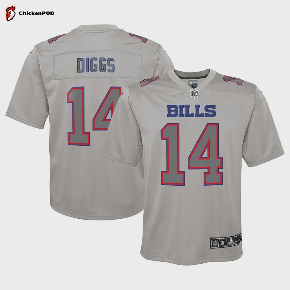 Stefon Diggs 14 Buffalo Bills Youth Atmosphere Game Jersey – Gray