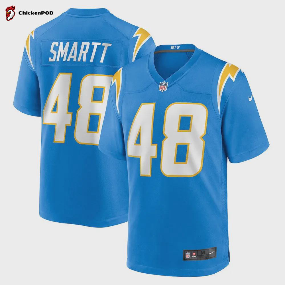 Stone Smartt Los Angeles Chargers Game Player Jersey – Powder Blue