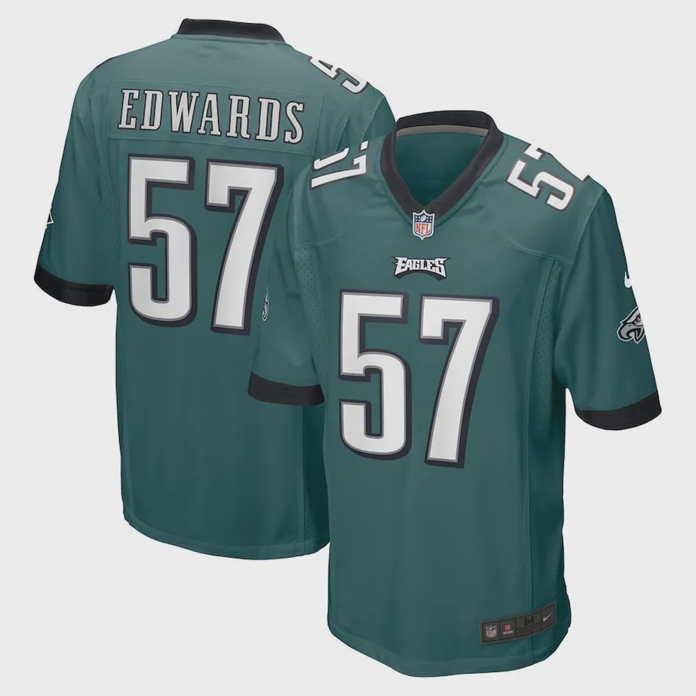 T. Edwards 57 Philadelphia Eagles Game Jersey – Midnight Green