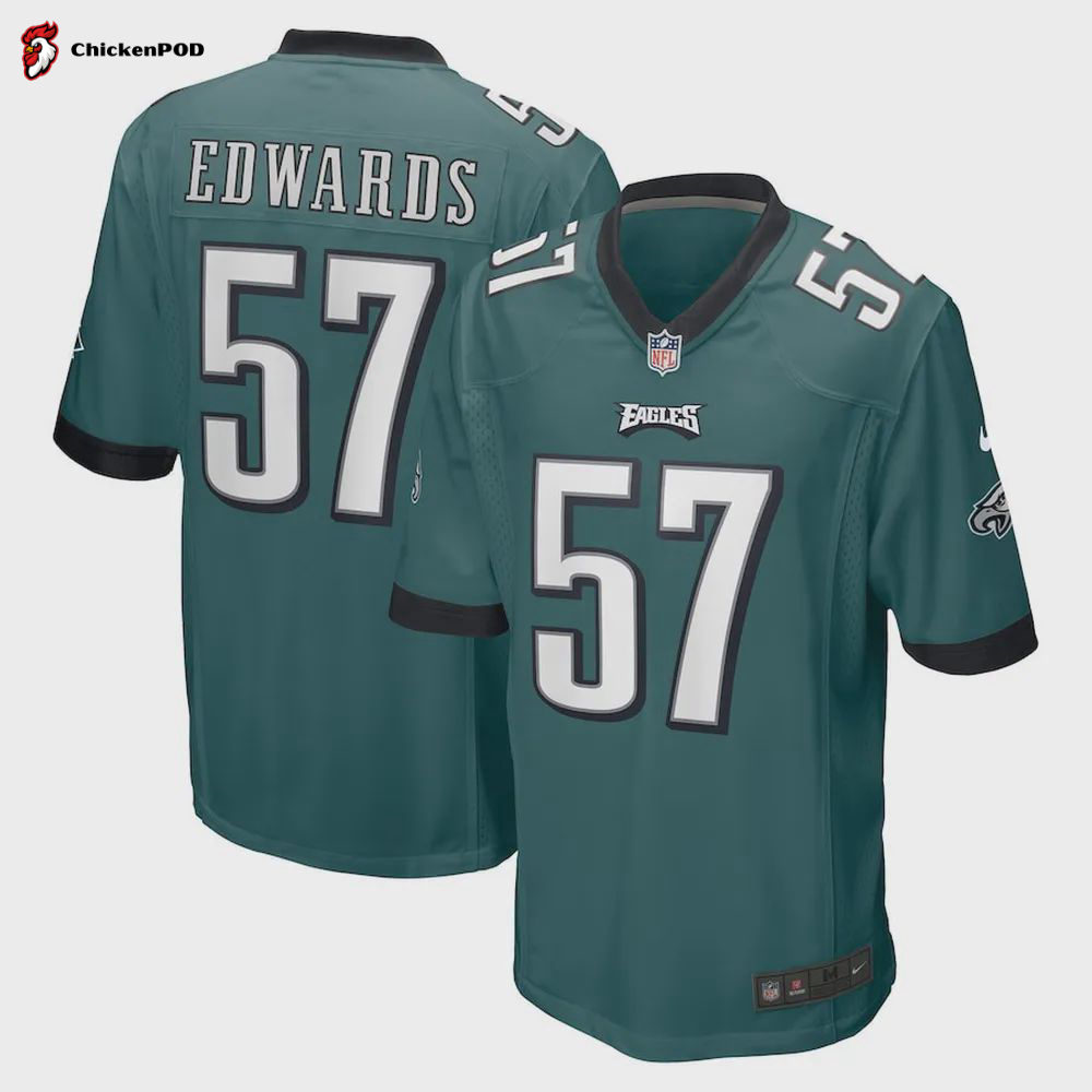 T. Edwards 57 Philadelphia Eagles Game Jersey – Midnight Green