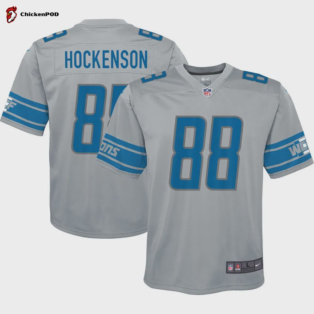 T. Hockenson 8 Detroit Lions YOUTH Team Game Jersey – Silver