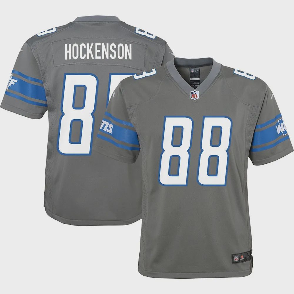 T. Hockenson 8 Detroit Lions YOUTH Team Game Jersey – Silver