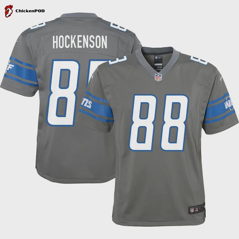 T. Hockenson 8 Detroit Lions YOUTH Inverted Game Jersey – Gray