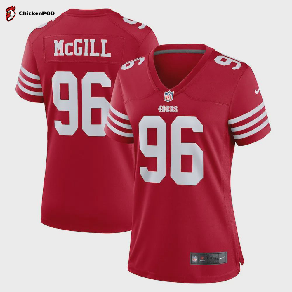 T. McGill 96 San Francisco 49ers Women’s Home Game Player Jersey – Scarlet