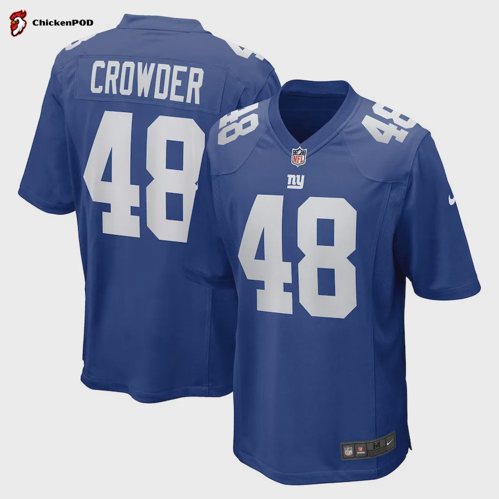 Tae Crowder 48 New York Giants Team Game Jersey – Royal