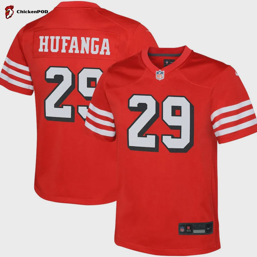 Talanoa Hufanga 29 San Francisco 49ers YOUTH Game Jersey – Scarlet