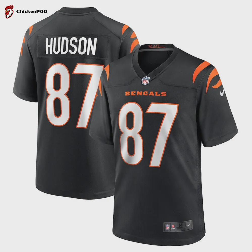 Tanner Hudson 87 Cincinnati Bengals Men’s Home Game Jersey – Black