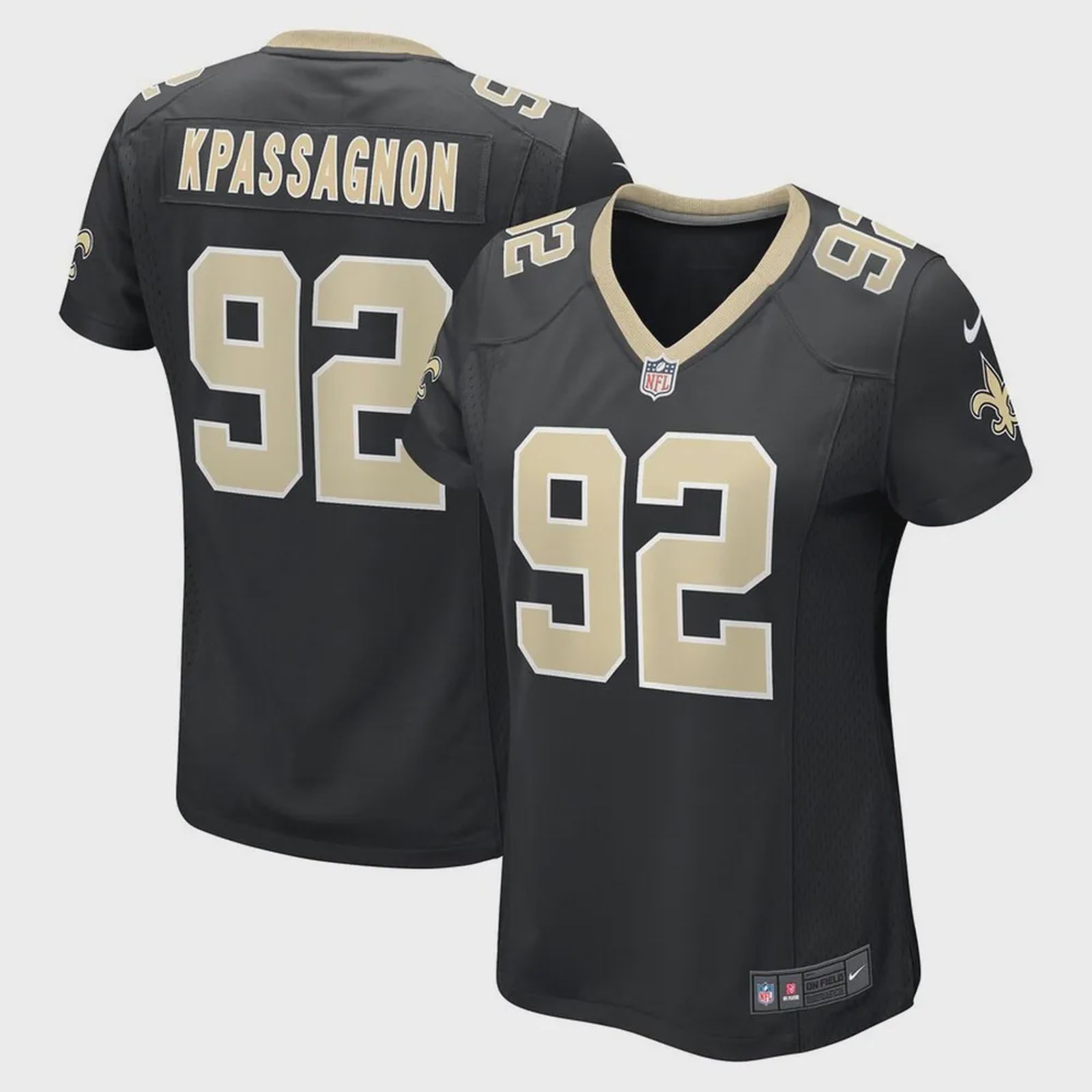 Tanoh Kpassagnon 92 New Orleans Saints Women’s Game Player Jersey – Black