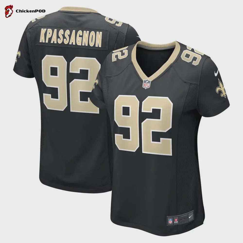 Tanoh Kpassagnon 92 New Orleans Saints Women’s Game Player Jersey – Black