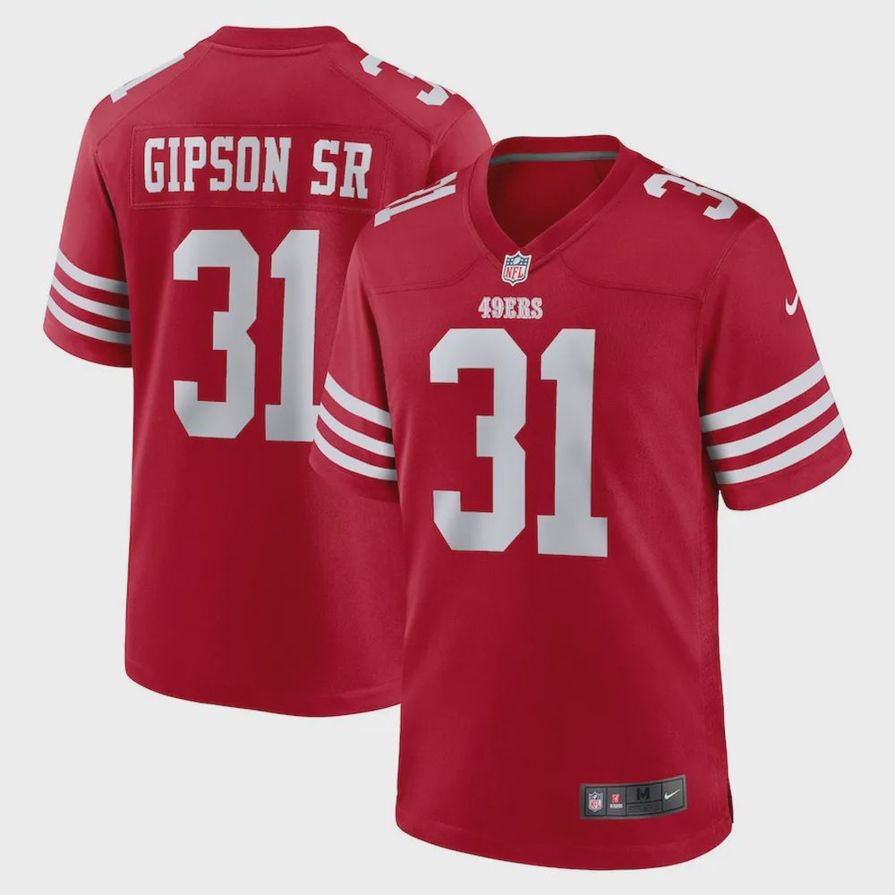 Tashaun Gipson Sr. 31 San Francisco 49ers Home Game Player Jersey – Scarlet