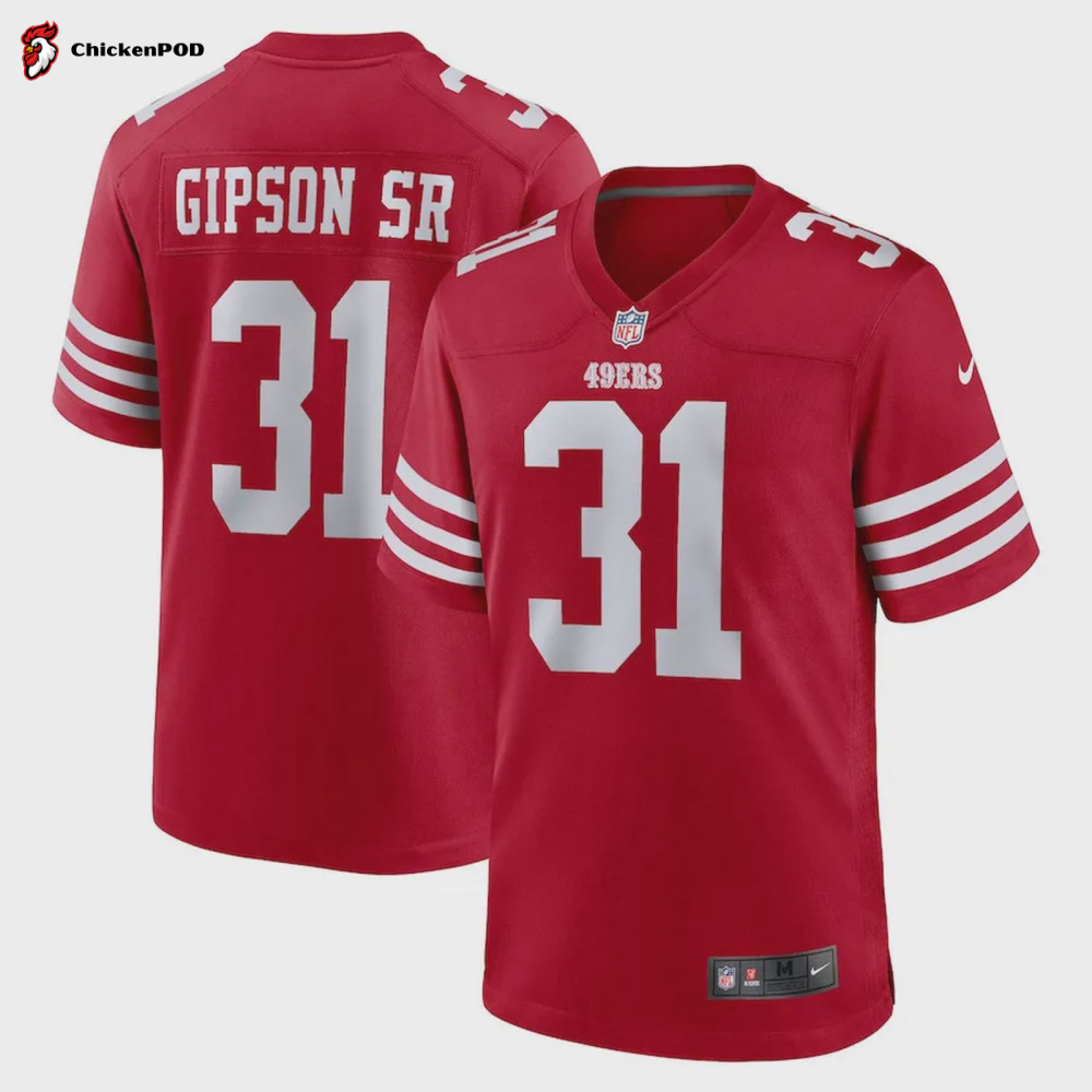 Tashaun Gipson Sr. 31 San Francisco 49ers Home Game Player Jersey – Scarlet