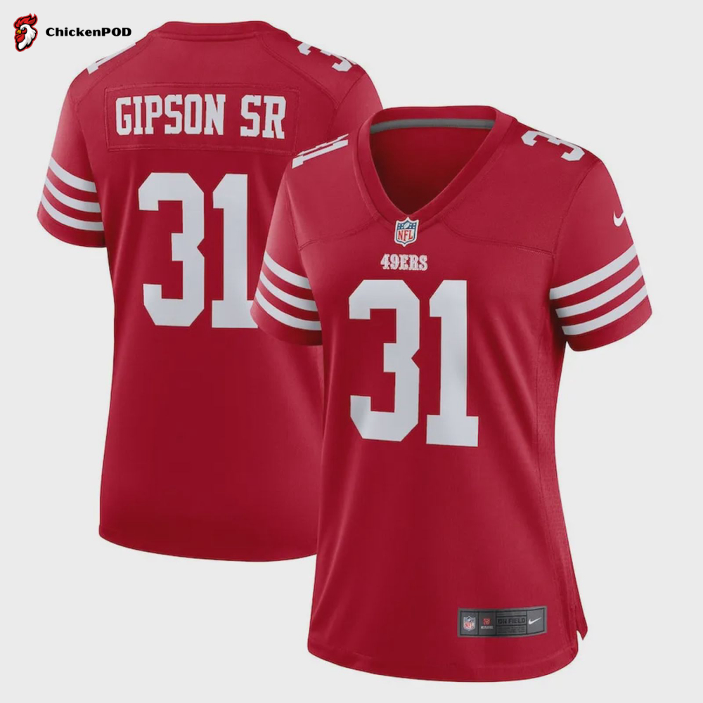 Tashaun Gipson Sr. 31 San Francisco 49ers Women’s Home Game Player Jersey – Scarlet