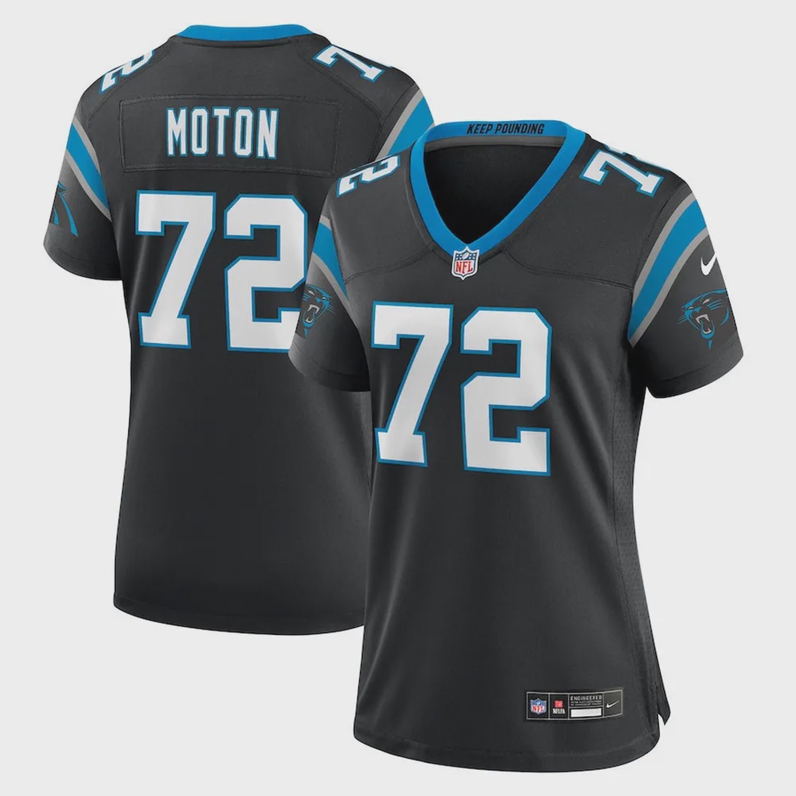 Taylor Moton 72 Carolina Panthers Women’s Team Game Jersey – Black