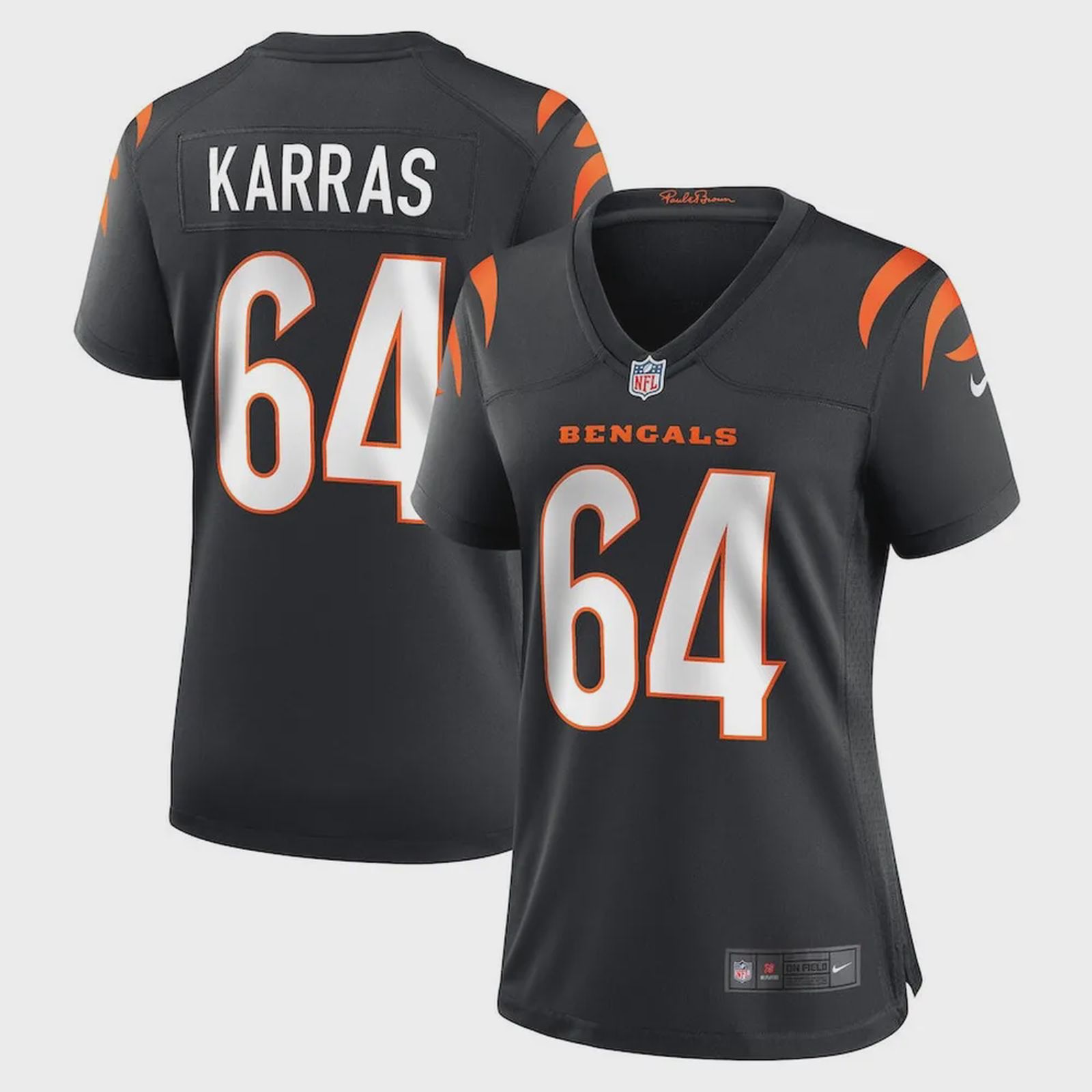 Ted Karras 64 Cincinnati Bengals Women’s Game Jersey – Black