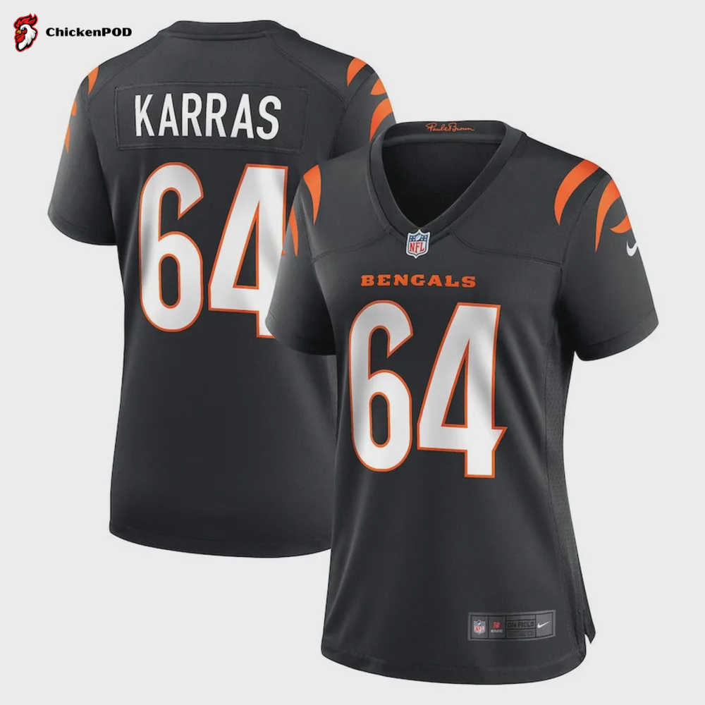 Ted Karras 64 Cincinnati Bengals Women’s Game Jersey – Black