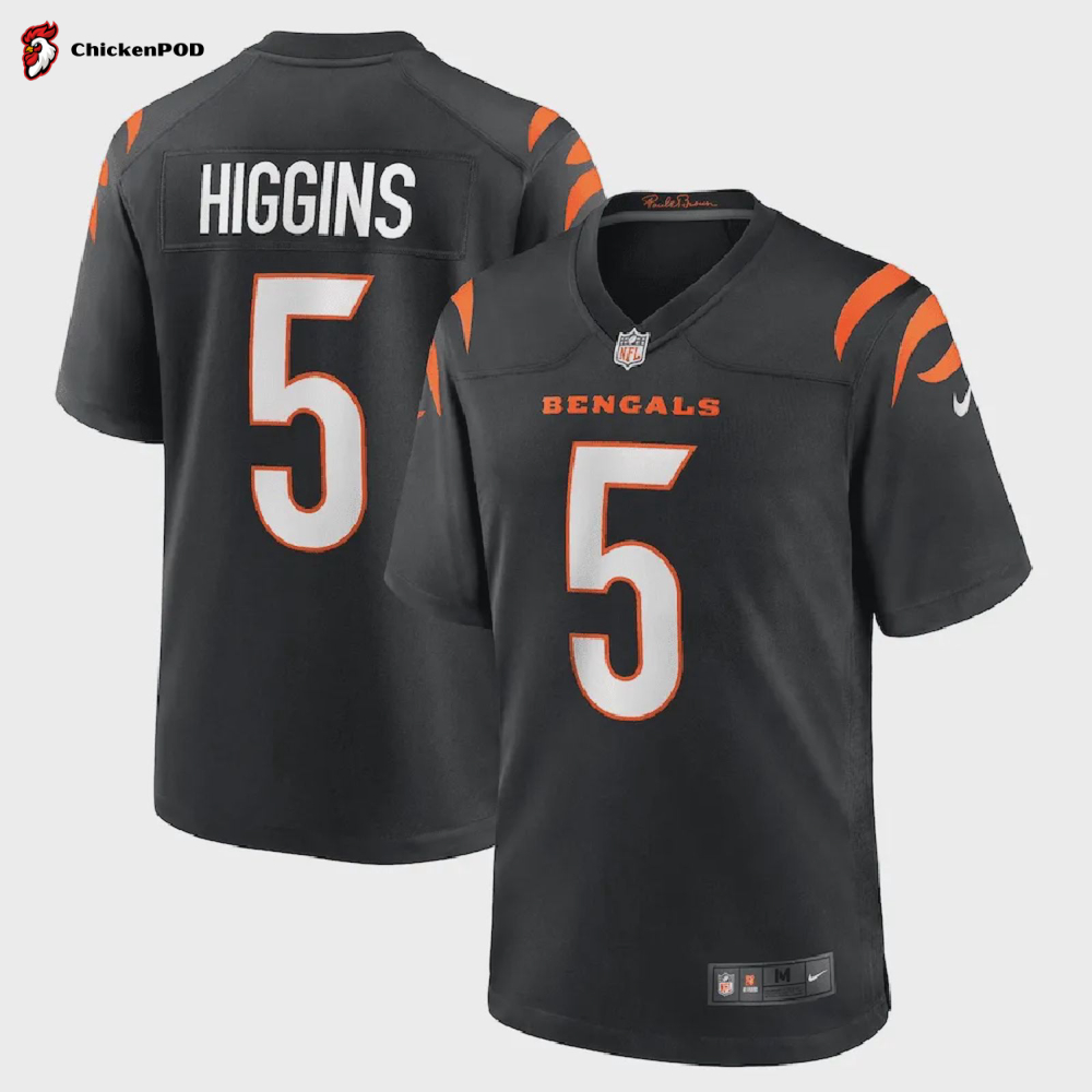 Tee Higgins 5 Cincinnati Bengals Game Jersey – Black