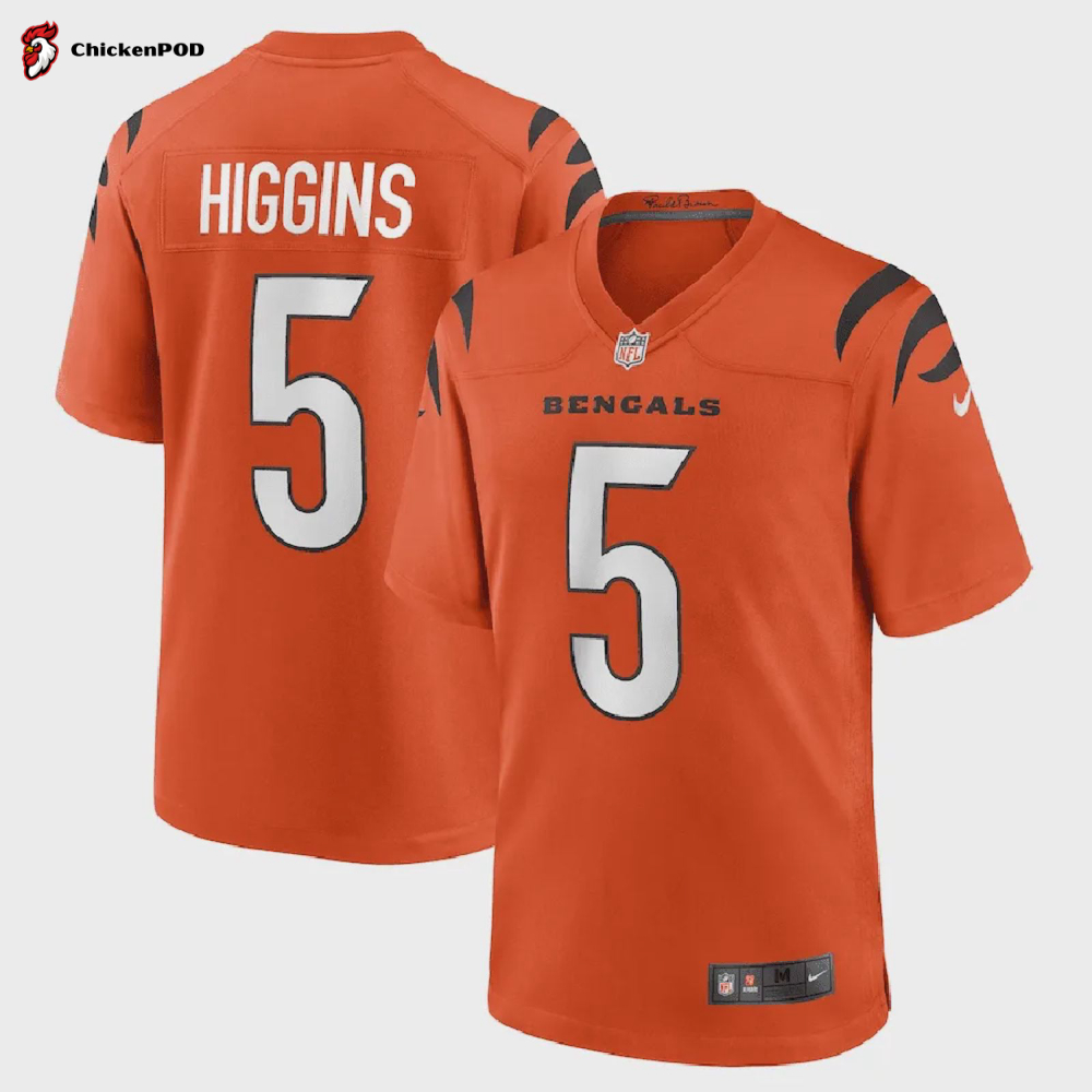 Tee Higgins 5 Cincinnati Bengals Game Jersey – Orange