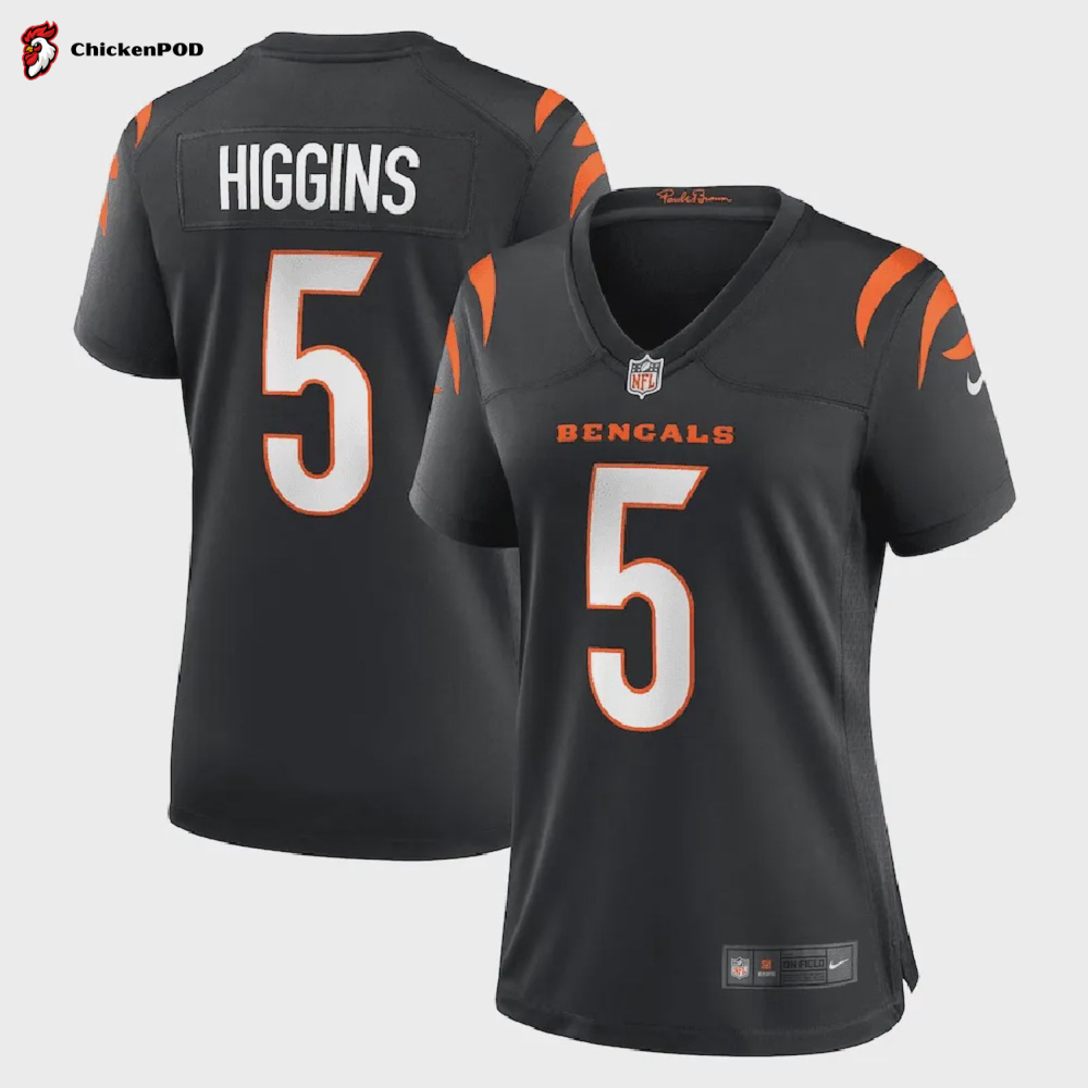 Tee Higgins 5 Cincinnati Bengals Women Game Jersey – Black