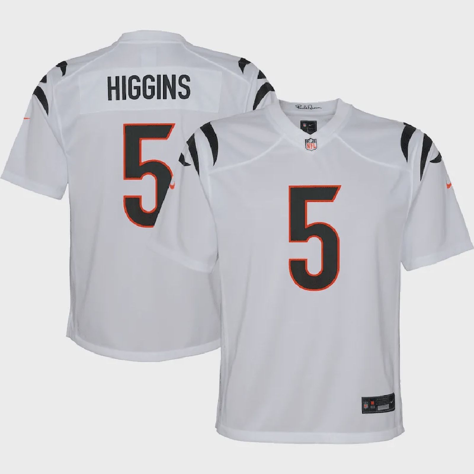 Tee Higgins 5 Cincinnati Bengals Youth Game Jersey – White